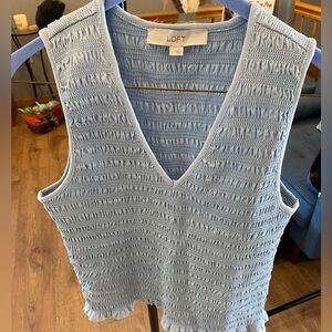 LOFT Women's Sky Blue Textured Tank Top